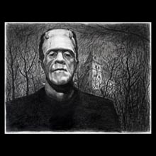 Frankenstein, Monster, Charcoal, Drawing,
                Underwood