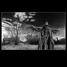 Scarecrow, nightmare, landscape, charcoal,
                Underwood